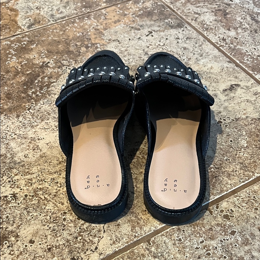 a new day Black Fringe Loafers with Silver Studs - Picture 3 of 5